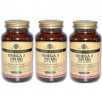 Солгар Омега-3 Двойная 700 мг ЭПК и ДГК НАБОР 3 упаковки по 60 капсул Solgar omega 3 epa dha