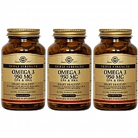 Солгар Омега-3 Тройная 950 мг ЭПК и ДГК НАБОР 3 упаковки по 100 капсул Solgar omega 3 950 mg epa dha